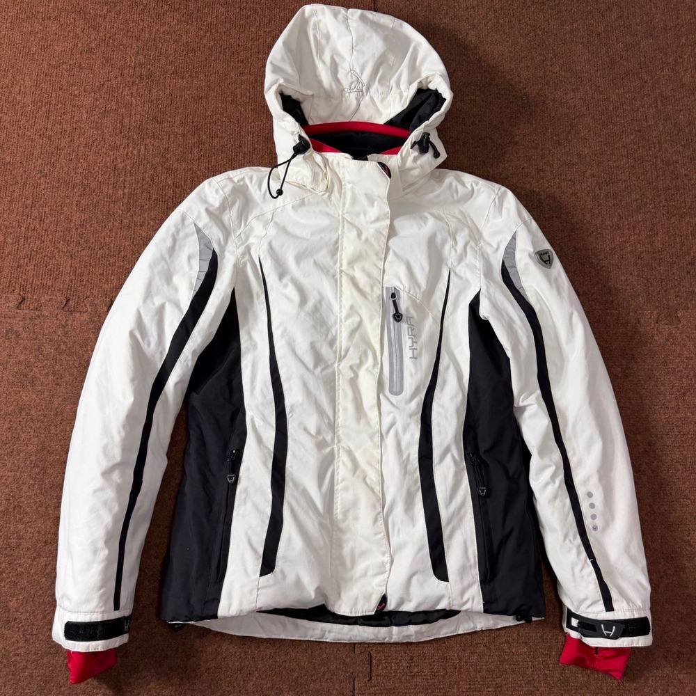 Nice b- Hyra Womens Ski Jacket White Black Hooded Insulated Snow Coat Size Small